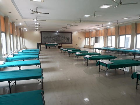 Beds at the residence of Bihar opposition leader Tejashwi Yadav, which has been turned into a COVID care centre (Photo | Special arrangement)