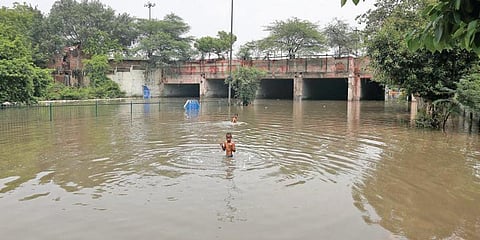 Water logging near the Prahladpur flyover.
