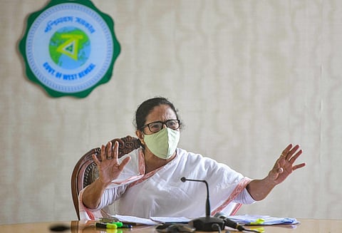 West Bengal Chief Minister Mamata Banerjee addresses a press conference at State Secretariat, Nabanna, in Kolkata. (Photo | PTI)