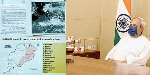 Odisha Chief Minister Naveen Patnaik review meeting with senior officials over cyclone ''Yaas'' preparedness through video conferencing. (Photo | ANI)