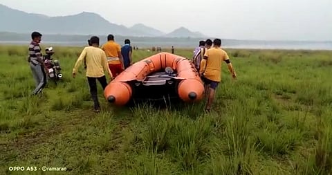 Rescue operations to find bodies of migrants underway at Sileru river on Tuesday. (Photo | Express)