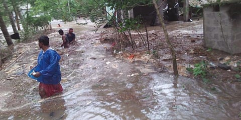 Sea surge enters a village in Balasore district during landfall. (Photo | EPS)