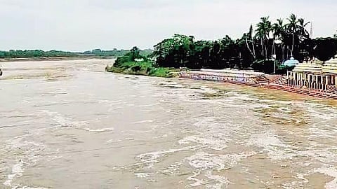 A swollen Baitarani river in Jajpur.