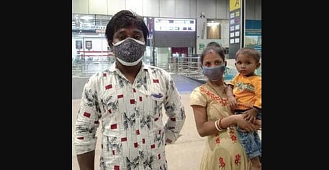 Mithun and his family at Goa airport before their departure. | Express