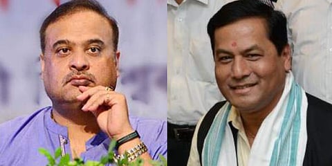 Senior BJP leader Himanta Biswa Sarma, and incumbent CM Sarbananda Sonowal (Photo | PTI)