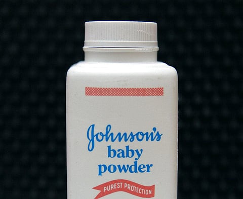 A bottle of Johnson's baby powder is displayed. (Photo | AP)