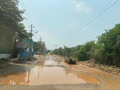 The non-motorable Double Road in Narayana Nagar makes daily travel a nightmare for residents. (Photo | Express)