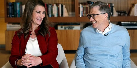 Bill and Melinda Gates smile at each other during an interview. (File photo| AP)
