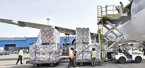 Medical supplies containing 60 ventilators arrive from the United Kingdom at Delhi’s IGI airport on Monday | twitter