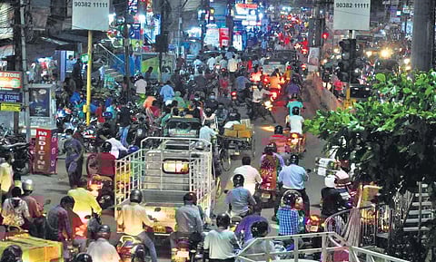 Huge crowd blocks a road ahead of lockdown in Cuttack on Tuesday evening | Express