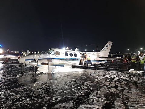 Showing immense presence of mind Capt Kesari Singh belly landed the aircraft on foam carpeting in Mumbai. (Photo | Hardeep Singh Puri Official Twitter)