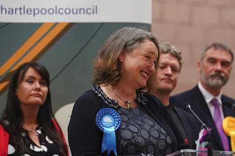 Conservative's Jill Mortimer gives speech after being declared winner in the Hartlepool parliamentary by-election (Photo | AP)