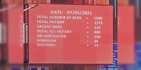 A board shows bed availbility at LNJP Hospital in New Delhi. (Photo| Parveen Negi, EPS)