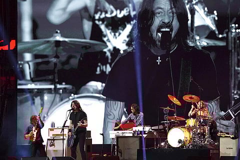 The Foo Fighters perform at 'Vax Live: The Concert to Reunite the World' in California. (Photo | AP)