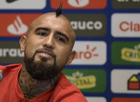 Chile's midfielder Arturo Vidal attends a press conference in Porto Alegre, Brazil. (Photo | AFP)