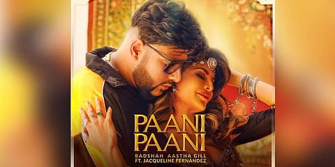 Cover art of Badshah's song 'Paani Paani' featuring Jacqueline Fernandez. (Photo | Twitter)