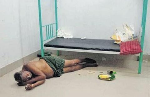 Some of the pictures of patients at Bankisole Covid hospital in Mayurbhanj that have gone viral on social media. (Photo | Express)
