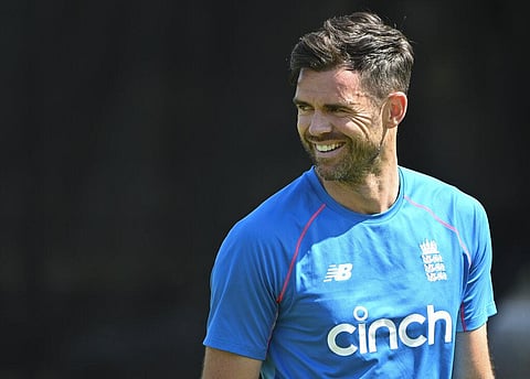 England's James Anderson reacts during a nets session at Edgbaston, Birmingham ahead of the second cricket test against New Zealand. (Photo | AP)