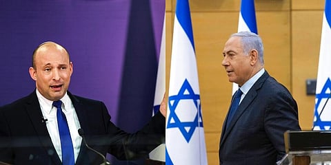 Naftali Bennett, Israeli parliament member from the Yamina party (L) and PM Benjamin Netanyahu. (Photos | AP)