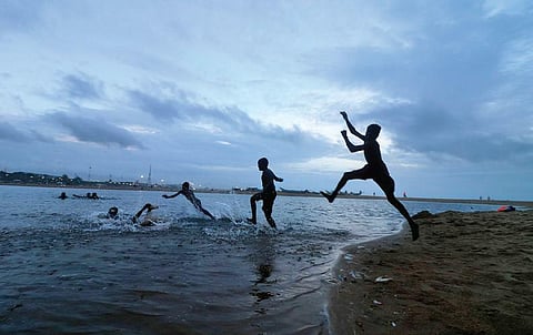 Children indulging themselves near Marina Beach. (File Photo | EPS)