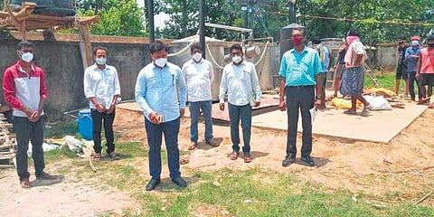 Collector of Nabarangpur along with CSIR officials in Duduriguda. (Photo | EPS)