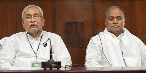 Bureaucrat-turned-politician RCP Singh (R) with Bihar CM CM Nitish Kumar. (Photo | PTI)