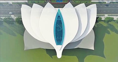 An artist’s impression of the aerial view of the Shivamogga airport terminal.