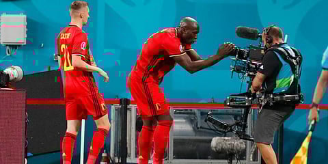 Belgium striker Romelu Lukaku said he shed tears for Christian Eriksen before dedicating his two-goal haul. (Photo | AP)