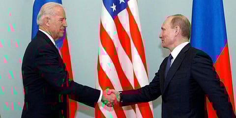 US President Joe Biden (L) with Russia President Vladimir Putin (File Photo | AP)