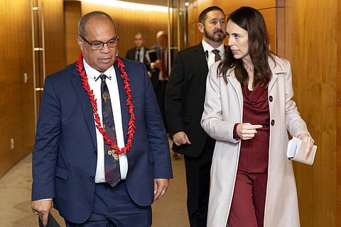Pacific Peoples Minister Aupito William Sio, left, and Prime Minister Jacinda Ardern. (Photo | AP)