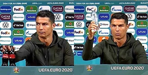 Cristiano Ronaldo at a press conference ahead of Euro 2020 match.