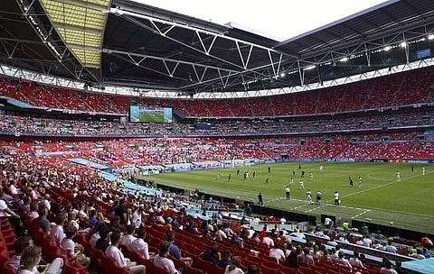 Action during the Euro 2020 soccer championship group D match between England and Croatia at Wembley stadium in London. (Photo | AP)