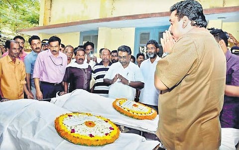 Tributes being paid to the two fishermen who were killed in firing from an Italian vessel, at the Medical College Hospital, Thiruvananthapuram (FILE PIC)