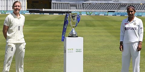 Indian women's team is playing its first Test match in seven years. (Photo | England Cricket Twitter)
