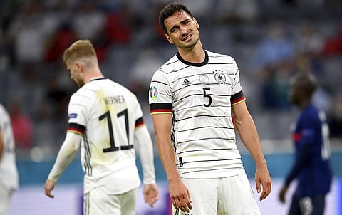 Germany's Mats Hummels reacts during the Euro 2020 soccer championship group F match between France and Germany at the Allianz Arena stadium in Munich. (Photo | AP)