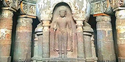 Interiors of one of the caves in Ajanta. (Photo| EPS)