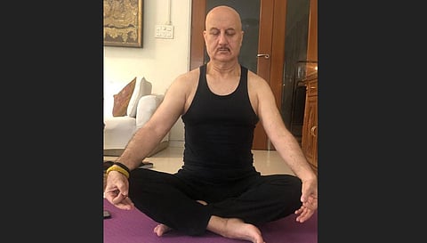 Anupam Kher performing yoga (Photo | Anupam Kher, Instagram)