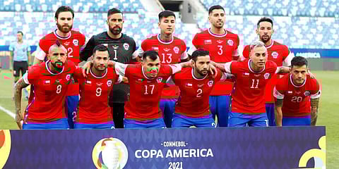 Chile football team ahead of a Copal America match. (Photo | AP)