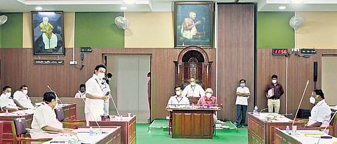 Chief Minister MK Stalin speaks during the motion to thank the Governor’s address on Wednesday