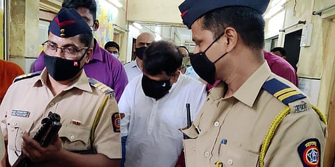 Dawood Ibrahim's brother Iqbal Kaskar brought to the Narcotics Control Bureau office in connection with a drug case, in Mumbai. (Photo| PTI)