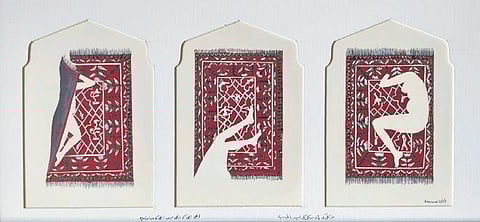 Locust Eaten Moon, Diary Entries by Baaraan Ijlal, acrylic on paper, 26”x15”, 2020