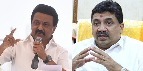 Tamil Nadu Chief Minister M K Stalin and Finance Minister Palanivel Thiagarajan (Photo | EPS)