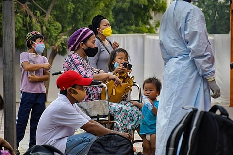 A Manipuri-Jewish child undergoes treatment for COVID-19 at Guru Tegh Bahadur COVID care centre, in New Delhi. (Photo | PTI)