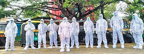 Autorickshaw ambulance drivers on the inaugural day of the project | EXPRESS