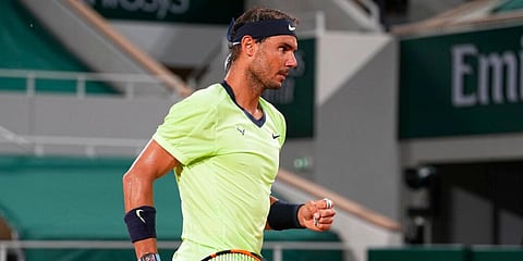 Spain's Rafael Nadal celebrates after winning a point against Richard Gasquet of France. (Photo | AP)
