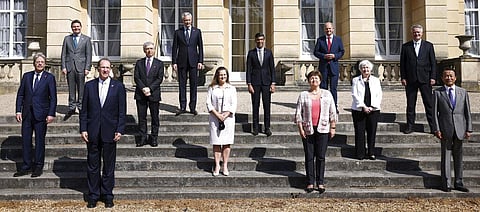 Finance Ministers from across the G7 nations pose for a photo. (Photo | AP)
