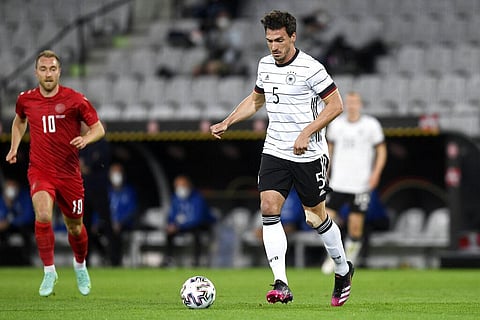Germany's Mats Hummels runs with the ball during the international friendly soccer match between Germany and Denmark. (Photo | AP)