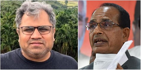 Poll and communication strategist Tushar Panchal (L) and Madhya Pradesh CM Shivraj Singh Chouhan. (Photo| Twitter and PTI)