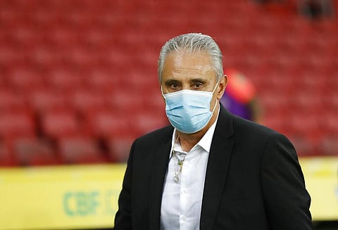 Brazil's coach Tite looks on prior a qualifying soccer match against Ecuador for the FIFA World Cup Qatar 2022 at Beira-Rio stadium in Porto Alegre. (Photo | AP)