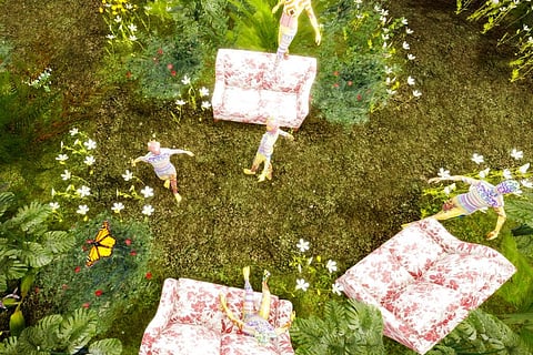 This computer generated image shows a Gucci virtual garden on Roblox. (Photo | AP)